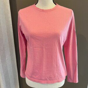 Talbots Long sleeved pink top with silver dots, Size Medium